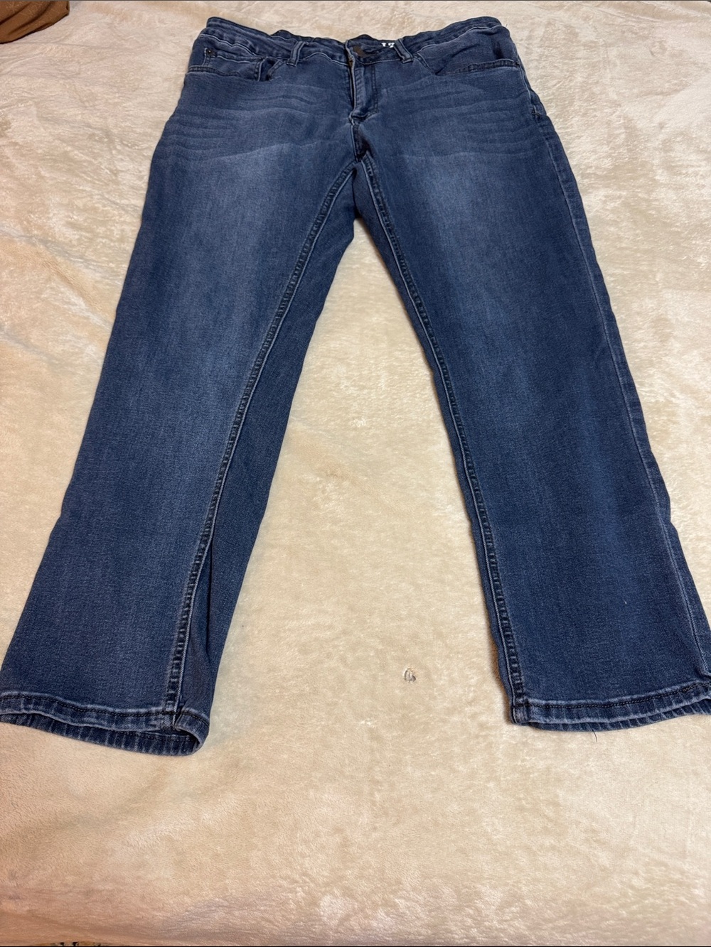 Izod Navy Comfort Stretch Jeans with Red Logo Patch